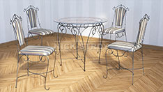 Кованый стол со стеклянной столешницей с 4 стульями. От 80 000 ₽ за шт.