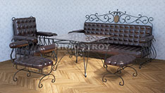 Кованая мебель с кожаной обивкой. От 200 000 ₽ за шт.