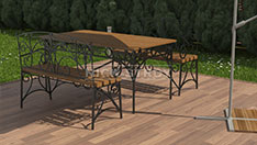 Комплект мебели для веранды - кованый стол с 2 скамьями. От 80 000 ₽ за шт.