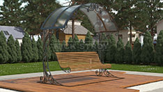 Кованые качели с деревянными скамейками. От 80 000 ₽ за шт.