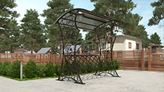 Кованые качели с фонариками и навесом. От 80 000 ₽ за шт.