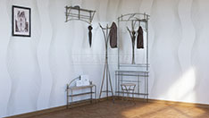 Комплект кованой мебели для прихожей, с настенной и напольной вешалкой, с зеркалом, этажерками и табуретом. От 80 000 ₽ за шт.