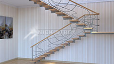 Маршевая лестница с коваными перилами. От 55 000 ₽/м.п.