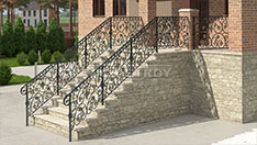 Кованые перила Лоза для маршевых лестниц экстерьера. От 16 000 ₽ за п.м.