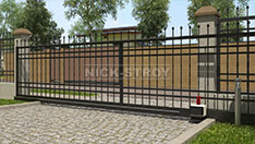 Ворота откатные из обрешетки с коваными пиками. От 48 900 ₽ за шт.