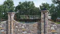 Кованый забор, совмещенный с каменным забором. От 4000 ₽ за кв.м